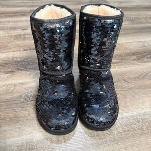 UGG Classic Short Sequin Black Boots - Women's